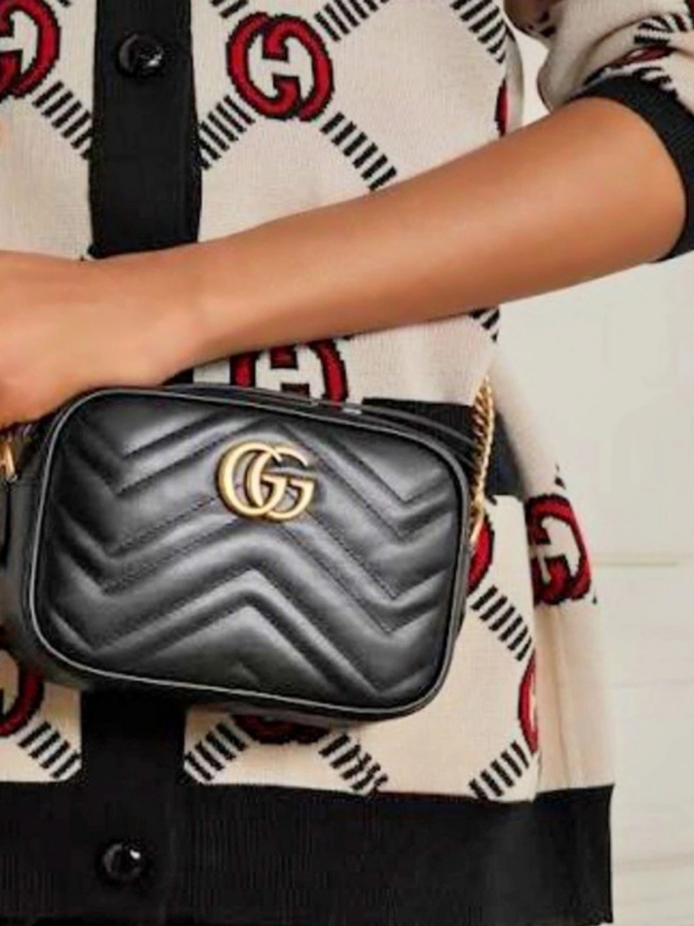 Gucci GG Marmont Small Matelassé Camera Bag Black Crossbody